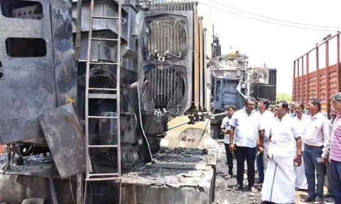 Former minister SM Naser inspecting Pattabiram Substation