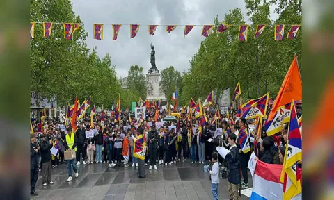 Protests in Paris upon arrival of Chinese President Xi Jinping (ANI)&nbsp;