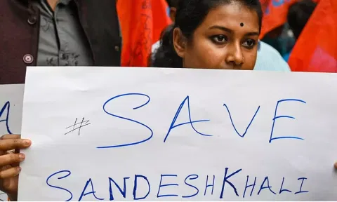 protest rally over Sandeshkhali 'atrocities' in Kolkata.(PTI)