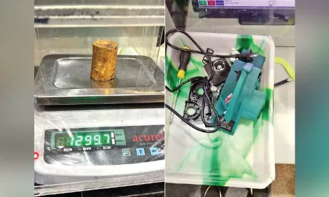 AIU sleuths seized 1.299 kg of gold worth Rs 92 lakh from a passenger bound from Sharjah at Tiruchy International Airport