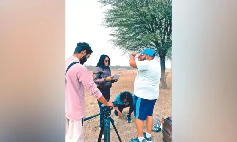 Students working on a short film during one of the previous sessions