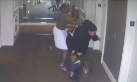 Screen grab of Sean 'Diddy' Combs beating singer Cassie