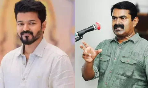 TVK leader Vijay (L), NTK chief Seeman (R)