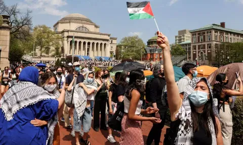 &nbsp;Students march and rally on Columbia University campus