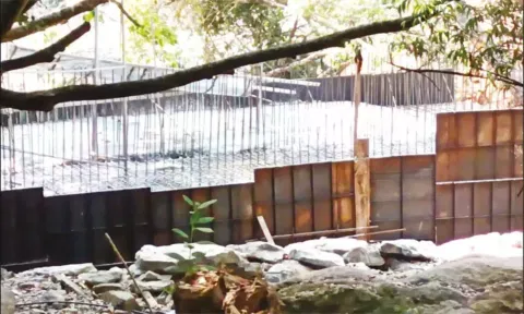 Check-dam construction work process in silandhi river