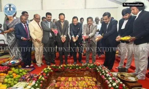 Laying foundation stones for 10 bungalows for judges at Greenways Road (Photo: Hemanathan M)&nbsp;