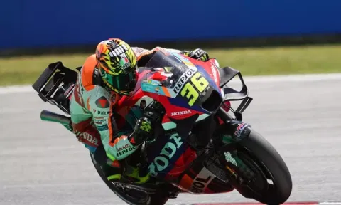 Honda rider Joan Mir in action during Gran Premi de Catalunya