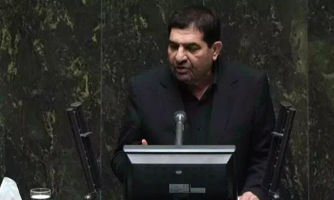Iran's acting President Mohammad Mokhber addressed the country's new parliament (AP)&nbsp;