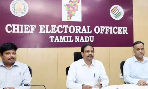Tamil Nadu Chief Electoral Officer Satyabrata Sahoo attending a video conference meet chaired by Chief Election Commissioner Rajiv Kumar, from Chennai on May 27, 2024.