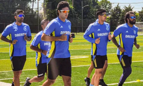 Indian cricket team players during a training session for the T20 World Cup in New York (PTI)