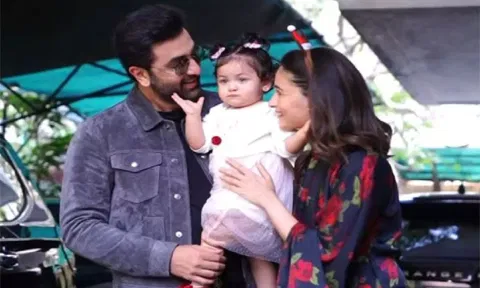 Ranbir Kapoor, Alia Bhatt and their daughter Raha (ANI).&nbsp;