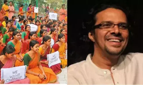 Kalakshetra in a protest; Sheejith Krishna, former faculty of Kalakshetra&nbsp;