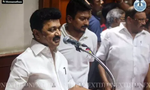 CM MK Stalin addresses the media at the DMK party office after the Lok Sabha election results (Photo credit: Hemanathan M)