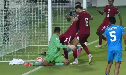 Screengrab shows that ball had clearly gone out of play before Mohialdin pulled it back&nbsp;
