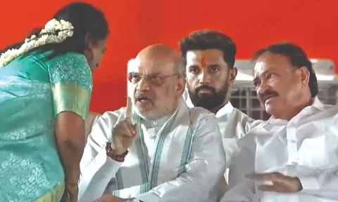 Screen grab of Amit Shah speaking to Tamilisai