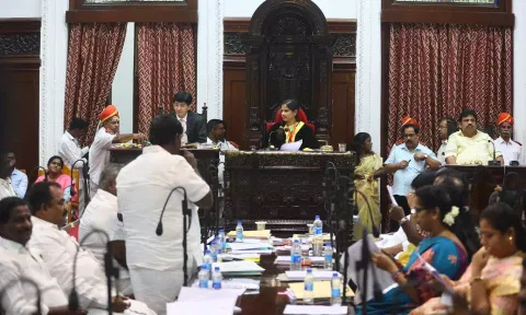 Mayor Priya and GCC Commissioner Radhakrishnan chaired the council meeting held in Ripon building (Justin George)