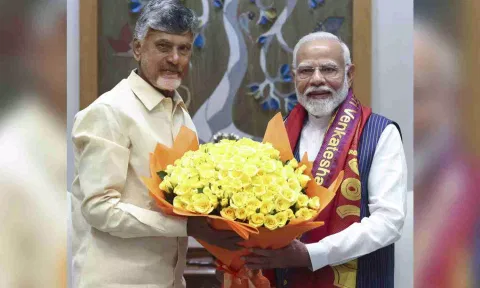 Andhra Pradesh Chief Minister N. Chandrababu Naidu meets Prime Minister Narendra Modi, in New Delhi (PTI)&nbsp;