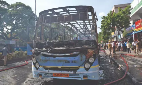 File photo of the CNG bus that caught fire a few days ago