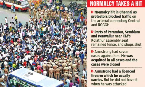 BSP workers block traffic demanding justice on Saturday (Photo/Hemanathan M)