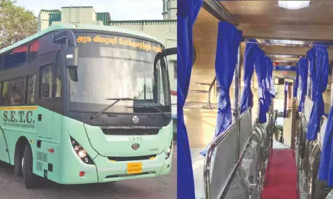 The exterior and interior of the new model of the non-AC sleeper-cum-seater buses that will be up for public use in two weeks post inspection and registration process