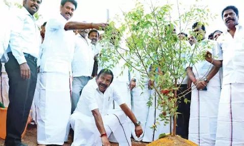 Minister for Municipal Administration KN Nehru and School Education Minister Anbil Mahesh Poyyamozhi&nbsp;