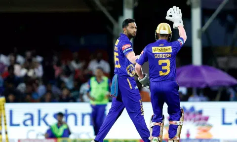 Sharukh Khan celebrates after a wicket&nbsp;