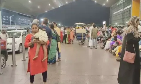 Passengers at Chennai airport immigration