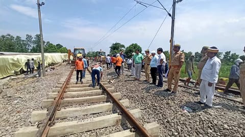 Restoration work underways after eight coaches of the Chandigarh-Dibrugarh Express derailed on July 18 (Photo: PTI)
