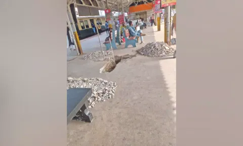 Open pits at Pallavaram railway station