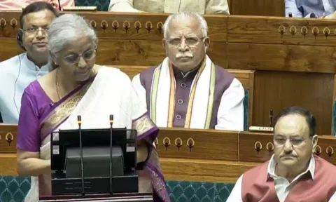 Nirmala Sitharaman presenting the Union Budget&nbsp;