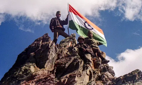 Indian army soldiers are seen at Tiger Hill in the Drass-Kargil area of Ladakh (PTI)