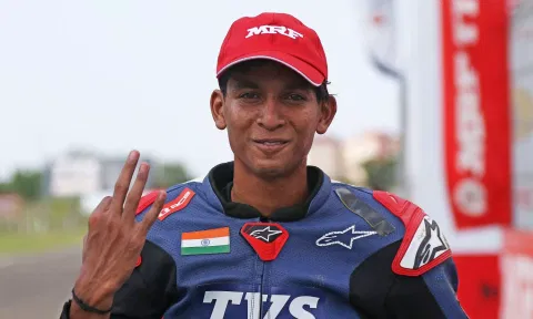 Sarthak Chavan, winner of the Pro-Stock 165cc Open race and also an award for the fastest laps in Round 3