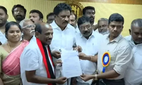 DMK's Ramakrishnan alias Kittu won the mayorall poll in Tirunelveli on Monday (Dailythanthi)