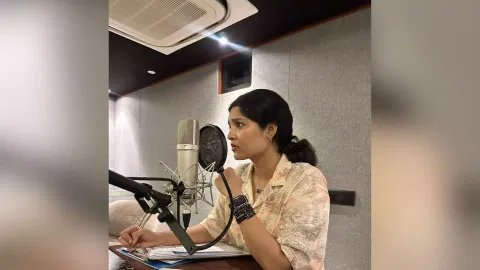 &nbsp;Ritika Singh from the dubbing session of 'Vettaiyan'