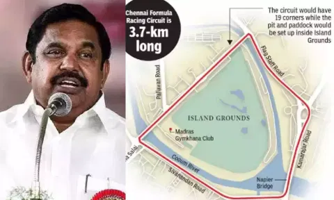 (L-R) AIADMK General Secretary Edappadi Palaniswami, Madras Racing Circuit Map&nbsp;