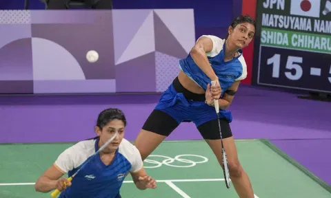 Indian doubles badminton specialist Ashwini Ponnappa and Tanisha Crasto in action
