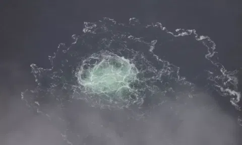 &nbsp;In this picture provided by Swedish Coast Guard, a leak from Nord Stream 2 is seen, on Sept. 28, 2022 (AP)