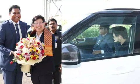 Tamil Nadu Industries Minister TRB Rajaa, Foxconn chairman Young Liu