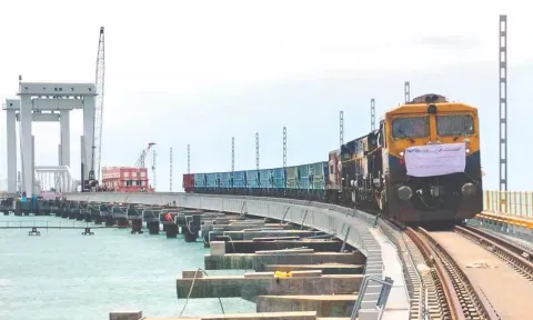 New Pamban rail bridge being tested for carrying capacity on Wednesday