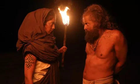 Chiyaan Vikram and Malavika Mohanan from the sets of Thangalaan (Instagram)