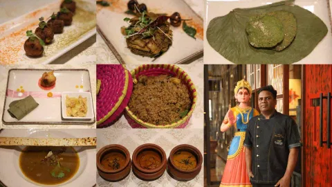 Dishes at Sangamithirai and Chef Murthi (R)