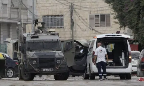 Israel military vehicles (AP)