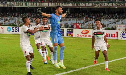NorthEast United FC players celebrate after winning the Durand Cup