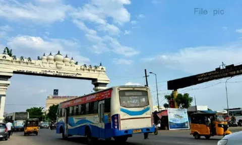Decorative arch near the Madurai Mattuthavani bus stand
