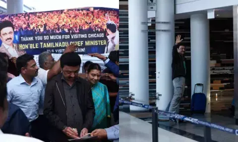 Chief Minister MK Stalin in Chicago airport&nbsp;
