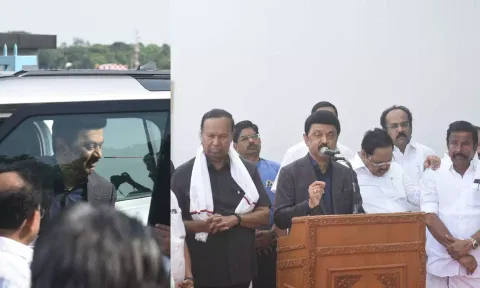 CM Stalin during the press meet at Chennai airport after his return from US (Photo credit: Justin George)