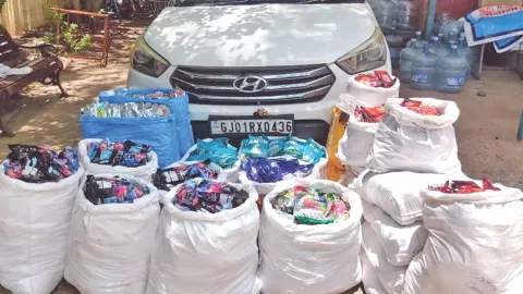 File photo of a recent big haul of gutkha by Avadi city police