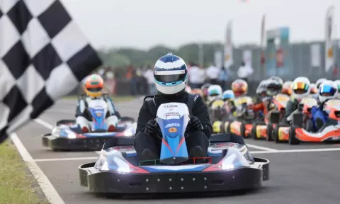 Mika Hakkinen during the inauguration of the MIKA circuit (Manivasagan)&nbsp;