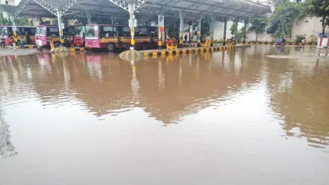 Inundated Perambur bus terminus