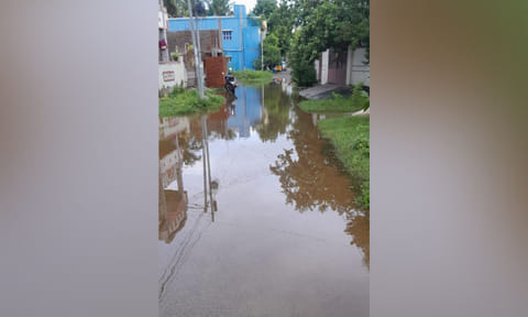 Rainwater mixed with drainage overflowing on 6th Main Road, East Gopalapuram
